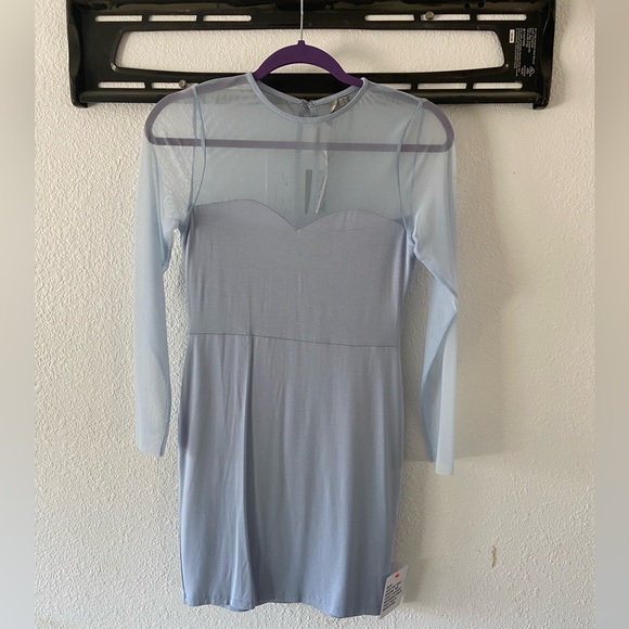 ASOS Petite Baby Blue Mesh Top Dress - Picture 1 of 6